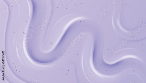 Purple berry yogurt or soft liquid ice cream surface texture with curve swirl. Realistic 3d vector background of sweet milky dessert or cosmetic gel. Smooth pudding, dairy mousse or creme lotion.