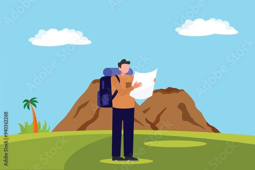 Traveling concept. Colored flat vector illustration isolated.