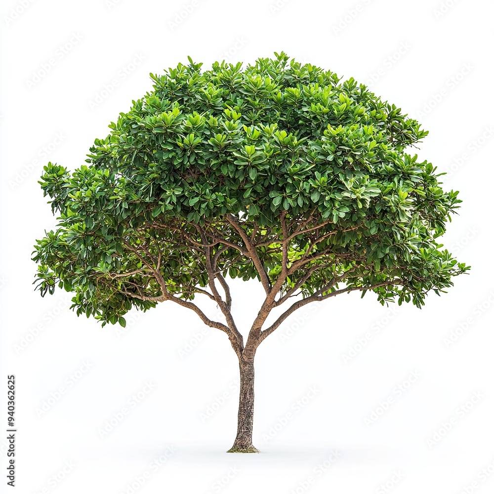 A large tree stands alone in a white background. A large tree stands alone in a white background.