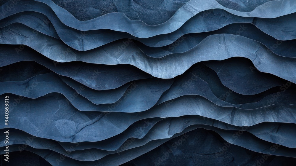 A modern sculpture featuring a wave pattern made with metal sheets, A modern sculpture featuring a wave pattern made with metal sheets,
