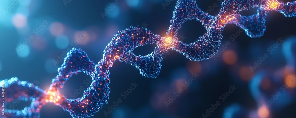 Cell membrane, abstract genetic codes, luminous colors, futuristic scientific illustration, seamless patterns, deep biological insight, biotechnological innovation Cell membrane, abstract genetic codes, luminous colors, futuristic scientific illustration, seamless patterns, deep biological insight, biotechnological innovation