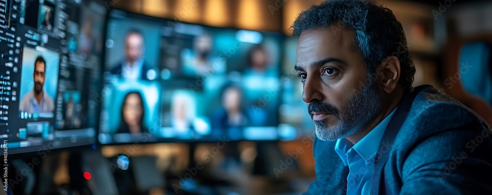 Focused Businessman during a Video Conference - Photo Focused Businessman during a Video Conference - Photo