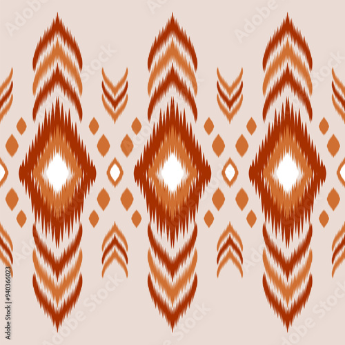 Ethnic ikat seamless pattern traditional Design for background, carpet, wallpaper, clothing, wrapping, Batik, fabric, Vector illustration. embroidery style.