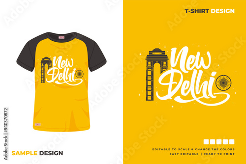 new delhi lettering t shirt design