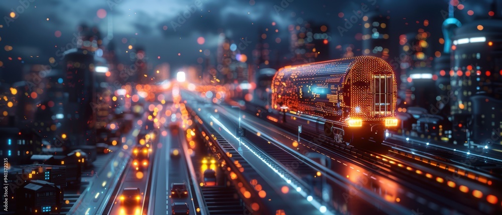 Fototapeta premium Advanced Logistics Tracking System with Detailed Technology Components