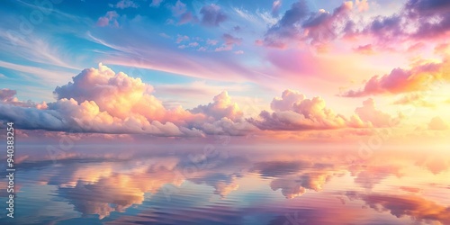 Beautiful pastel cloudy sunset with soft colors and a serene atmosphere, pastel, sunset, sky, clouds, colorful, peaceful, calm