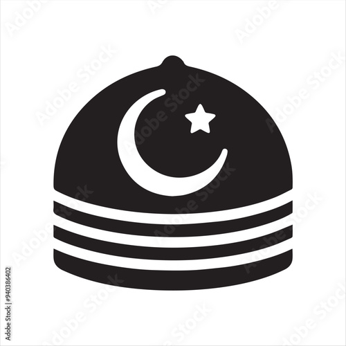 muslim cap icon vector illustration silhouettes with white background