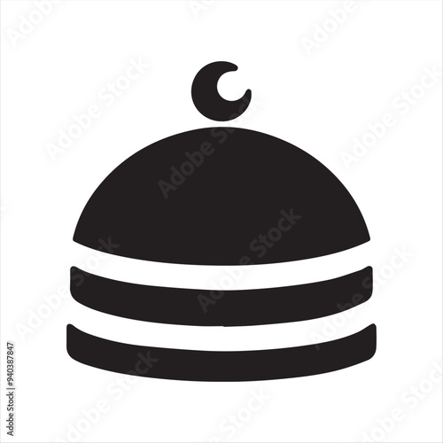 muslim cap icon vector illustration silhouettes with white background