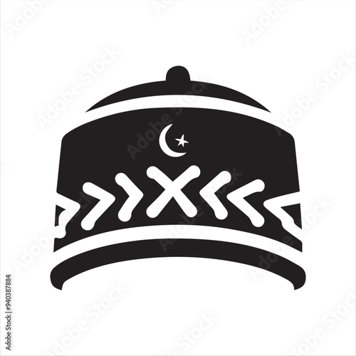 muslim cap icon vector illustration silhouettes with white background