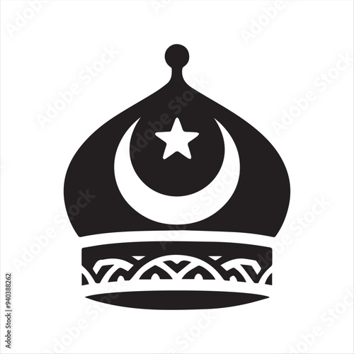 muslim cap icon vector illustration silhouettes with white background
