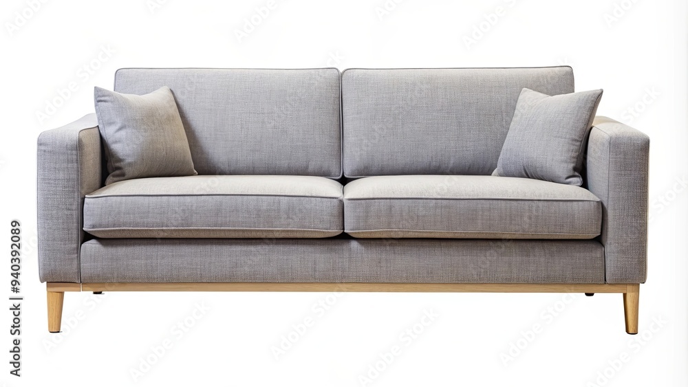 Grey seater sofa isolated on background, modern, furniture, living room, interior, design, comfortable, cozy Grey seater sofa isolated on background, modern, furniture, living room, interior, design, comfortable, cozy