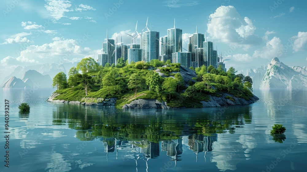 Fototapeta premium Eco-City on an Island