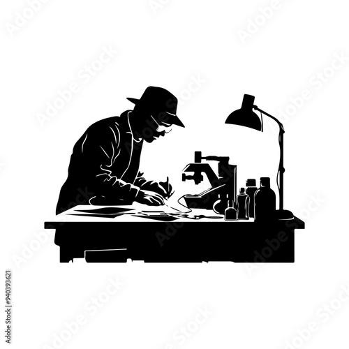 vector silhouette of a Forensic Science 