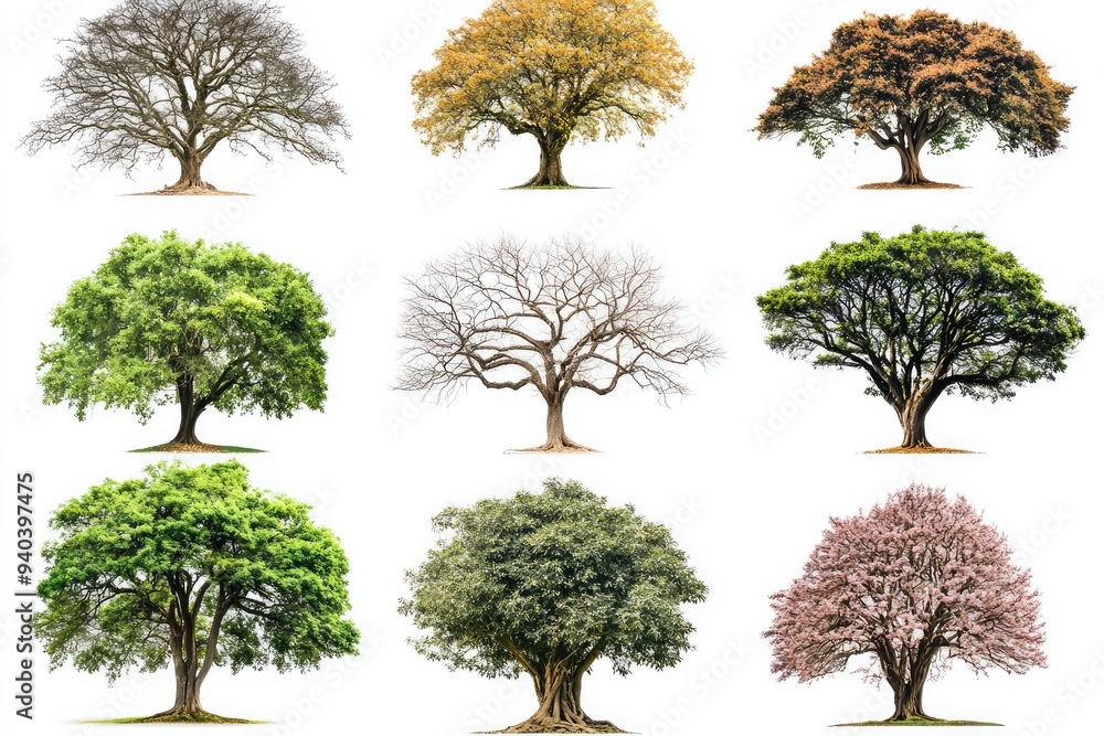 Fototapeta premium Various trees displaying seasonal changes and diversity