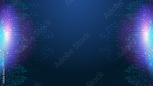 Abstract blue technology background. Modern technology circuit board texture background design. Futuristic blue circuit board background. Quantum computer technologies concepts, Large data processing