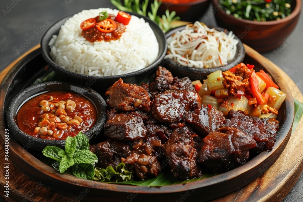 Fototapeta premium Indonesian Cuisine: A Flavorful Platter