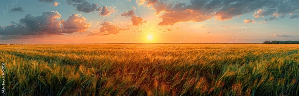 Golden Sunset Over a Field of Wheat Golden Sunset Over a Field of Wheat