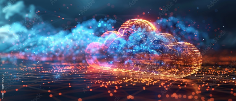 Futuristic Cloud Computing Hologram with Real-Time Data Flow Futuristic Cloud Computing Hologram with Real-Time Data Flow