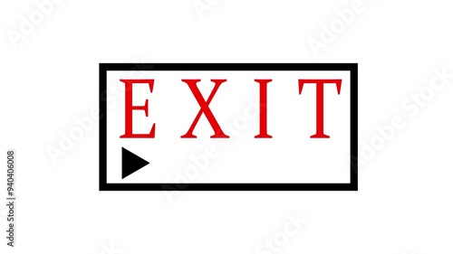  Exit text arrow animation isolated on white background. photo