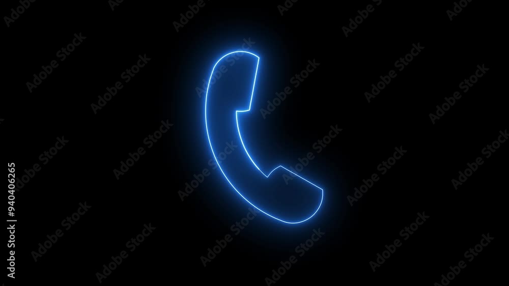 Neon glowing telephone icon animation, call icon shape animation with black background.
Neon glowing telephone icon animation, call icon shape animation with black background.