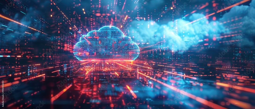 Futuristic Hologram of Real-Time Data Transfer in Cloud Network Futuristic Hologram of Real-Time Data Transfer in Cloud Network
