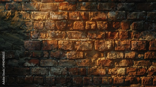 Rustic and Weathered Brick Wall Surface with Intricate Patterns