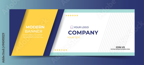 Free vector modern abstract banner corporate yellow blue simple symmetrical lines