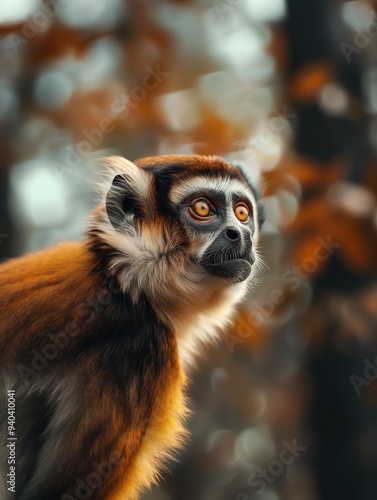 Diana Monkey, African Primate, Arboreal Species in the Wild photo