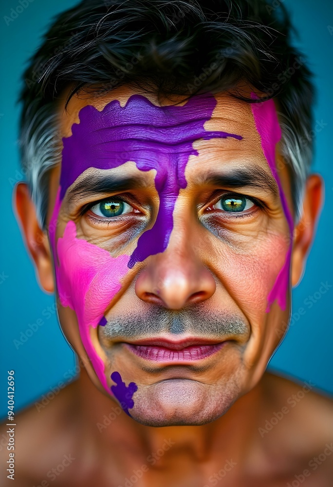 Vibrant Painted Face - Expression of Creativity and Diversity Vibrant Painted Face - Expression of Creativity and Diversity