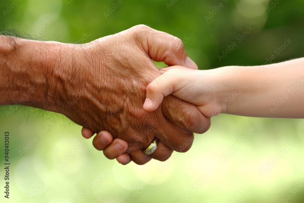 Intimate moment of connection close up of father and child grasping each other s hands Intimate moment of connection close up of father and child grasping each other s hands