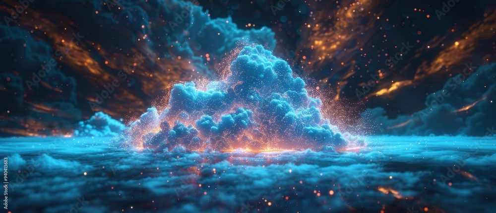 Obraz premium Futuristic Holographic Cloud Computing Network