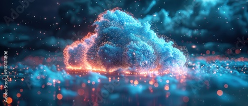 Wallpaper Mural Futuristic  Hologram Display Showing Cloud Network Connectivity Torontodigital.ca