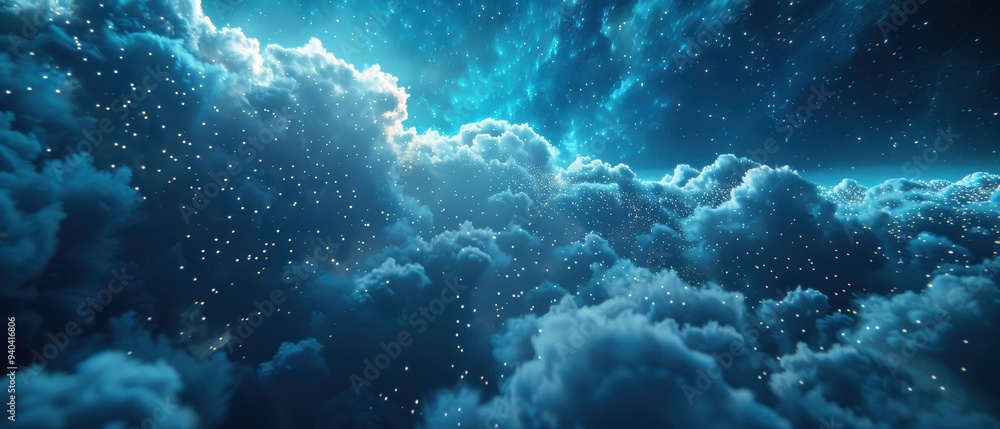 Fototapeta premium Futuristic Cloud Network in Hologram - High Definition Technology Concept