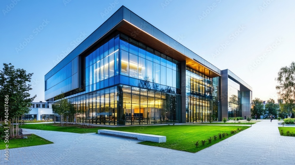 Modern university building with glass walls Modern university building with glass walls