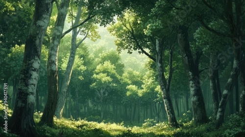 Verdant forests in peaceful ambiance