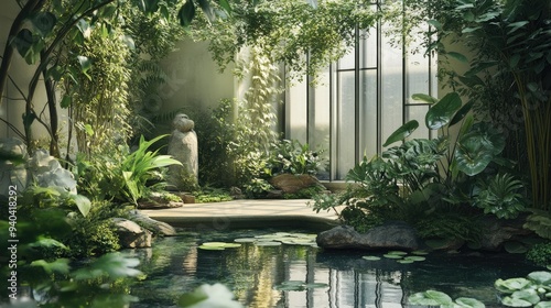 Lush greenery in tranquil