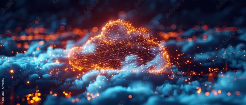 Fototapeta premium Futuristic Hologram Display of Cloud Network Technology