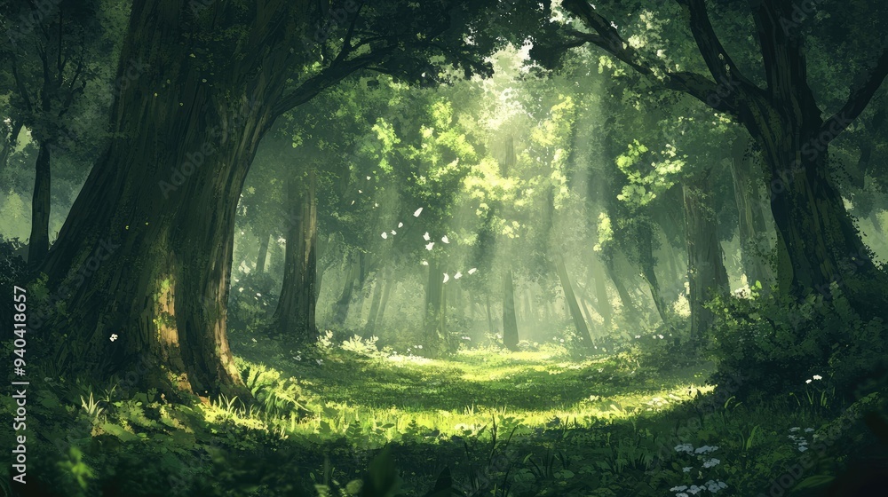 Verdant forests in peaceful ambiance Verdant forests in peaceful ambiance