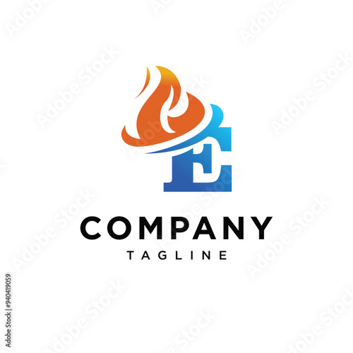 Letter E Flame logo icon vector