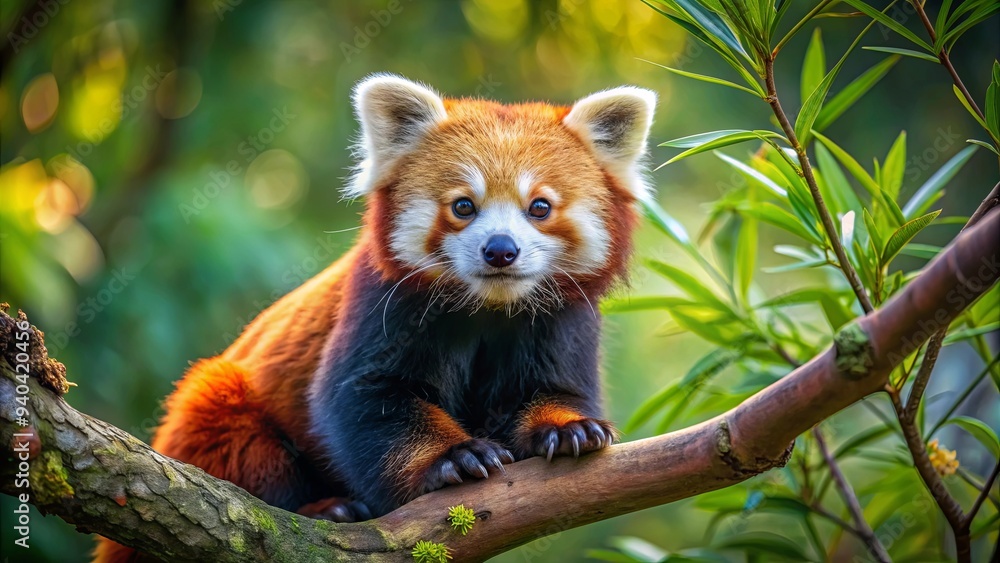 A red panda perched on tree branches, red panda, wildlife, nature, wilderness, tree, branches, fur, adorable, mammal A red panda perched on tree branches, red panda, wildlife, nature, wilderness, tree, branches, fur, adorable, mammal
