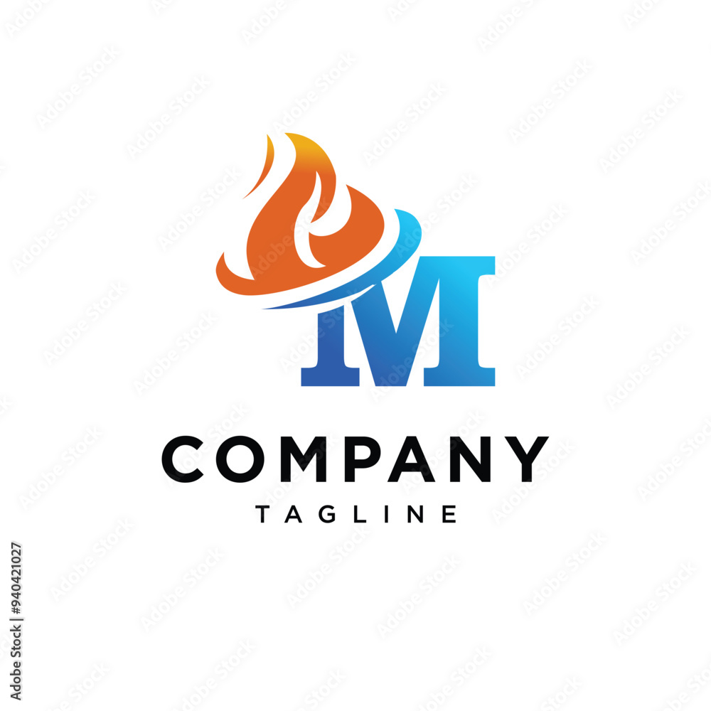 Letter M Flame logo icon vector Letter M Flame logo icon vector