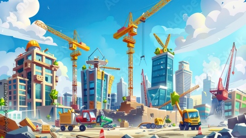 Tower under construction, industrial site, engineering development.