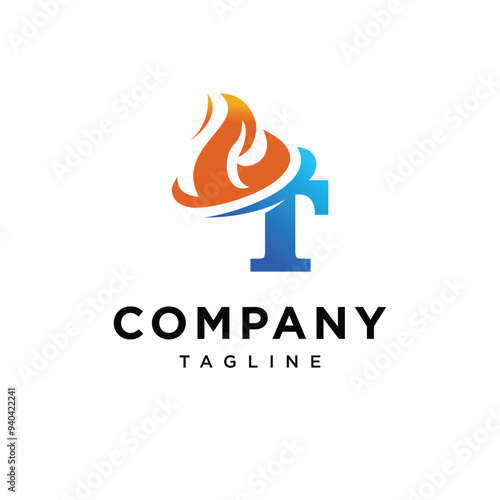 Letter T Flame logo icon vector