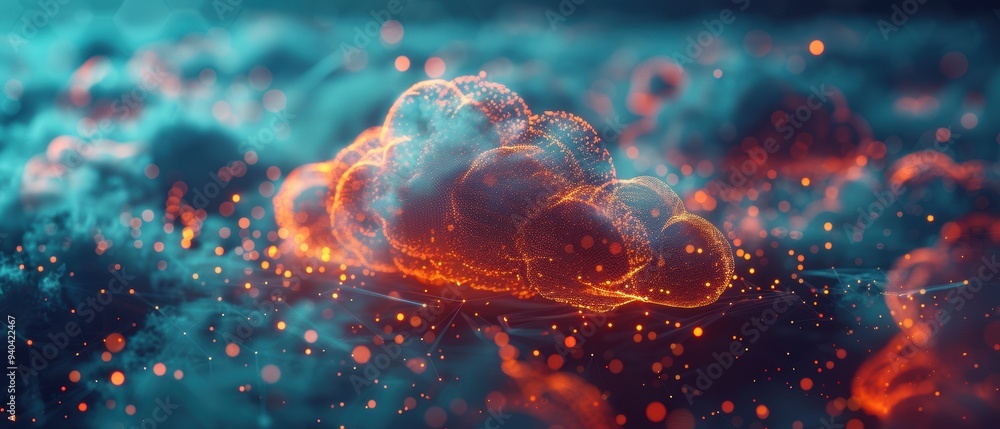 Futuristic Holographic Cloud Network with Glowing Data Points - Technology Concept