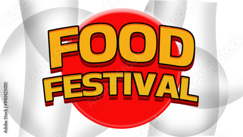 Editable text effect Food Festival word 3d Cartoon Cute template style premium vector