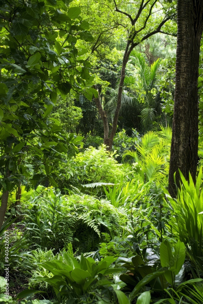 A lush forest being restored with diverse plant species, with animals returning to their natural habitat A lush forest being restored with diverse plant species, with animals returning to their natural habitat