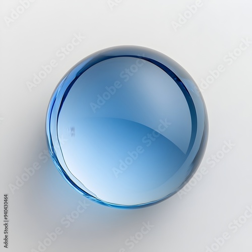 Elegant and Refined Blue Glass Paperweight Placed at the Center of a Plain White Background Minimalist and Contemporary Decor Accessory for Office or Home