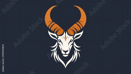 markhor head horn mascot logo symbol icon vector graphic design illustration idea creative