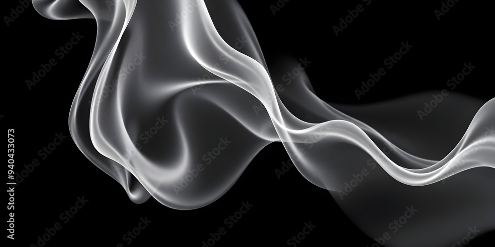 Naklejka premium Elegant Abstract Smoke Waves on Black Background
