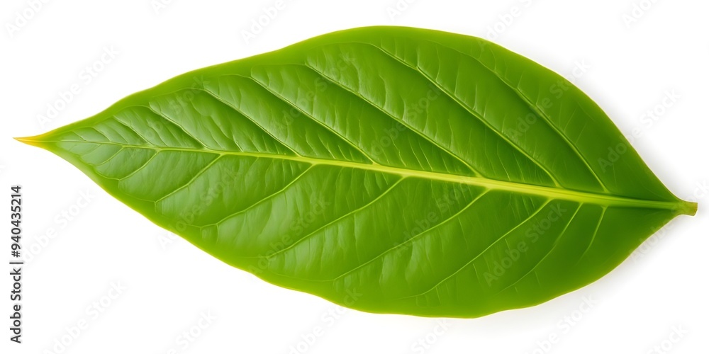 Fototapeta premium Vibrant Green Leaf Isolated on White Background
